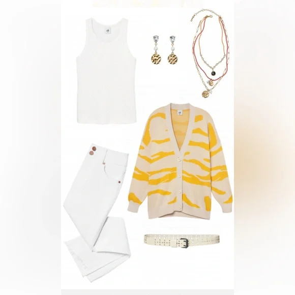 Cabi Roar Cardigan, Size Small, Yellow/Cream - Picture 5 of 10